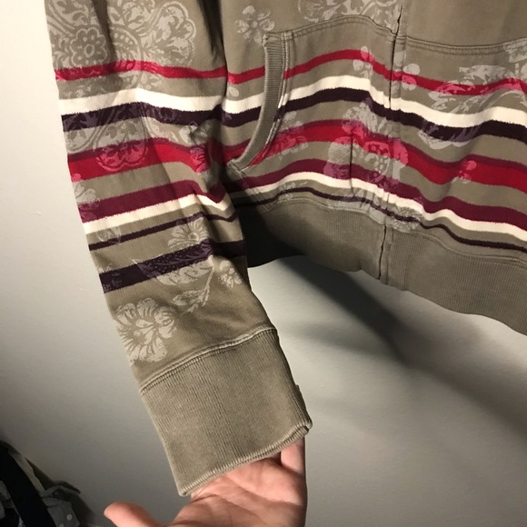 Lucky brand wms hoodie pink brown floral striped - Picture 4 of 6